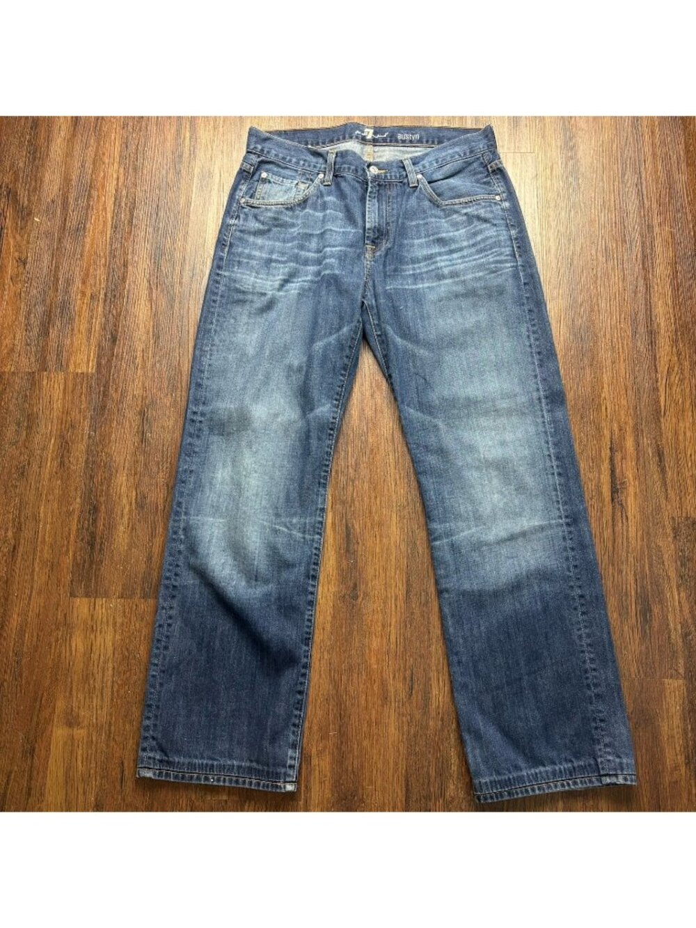 7 For All Mankind Austyn Relaxed Straight Jeans Distressed Dark Wash Women’s 33